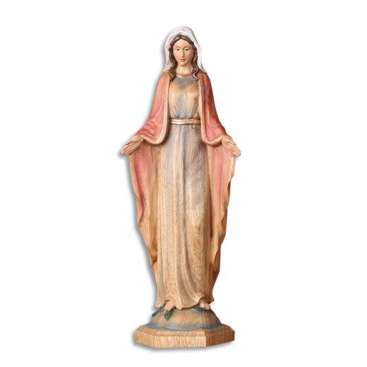 Hand-Painted Virgin Mary Wooden Statue｜Blessing Hands Orans Pose｜Home Altar Decor