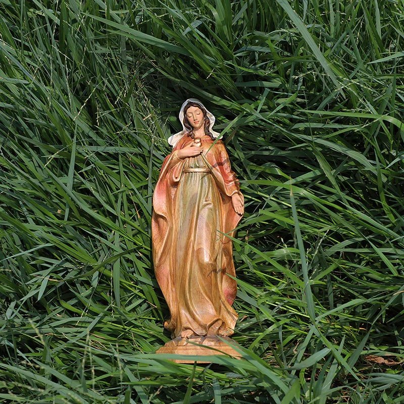 Hand-Carved Virgin Mary Statue - Catholic Painted Wood Sculpture for Home Altar & Prayer - Image 17