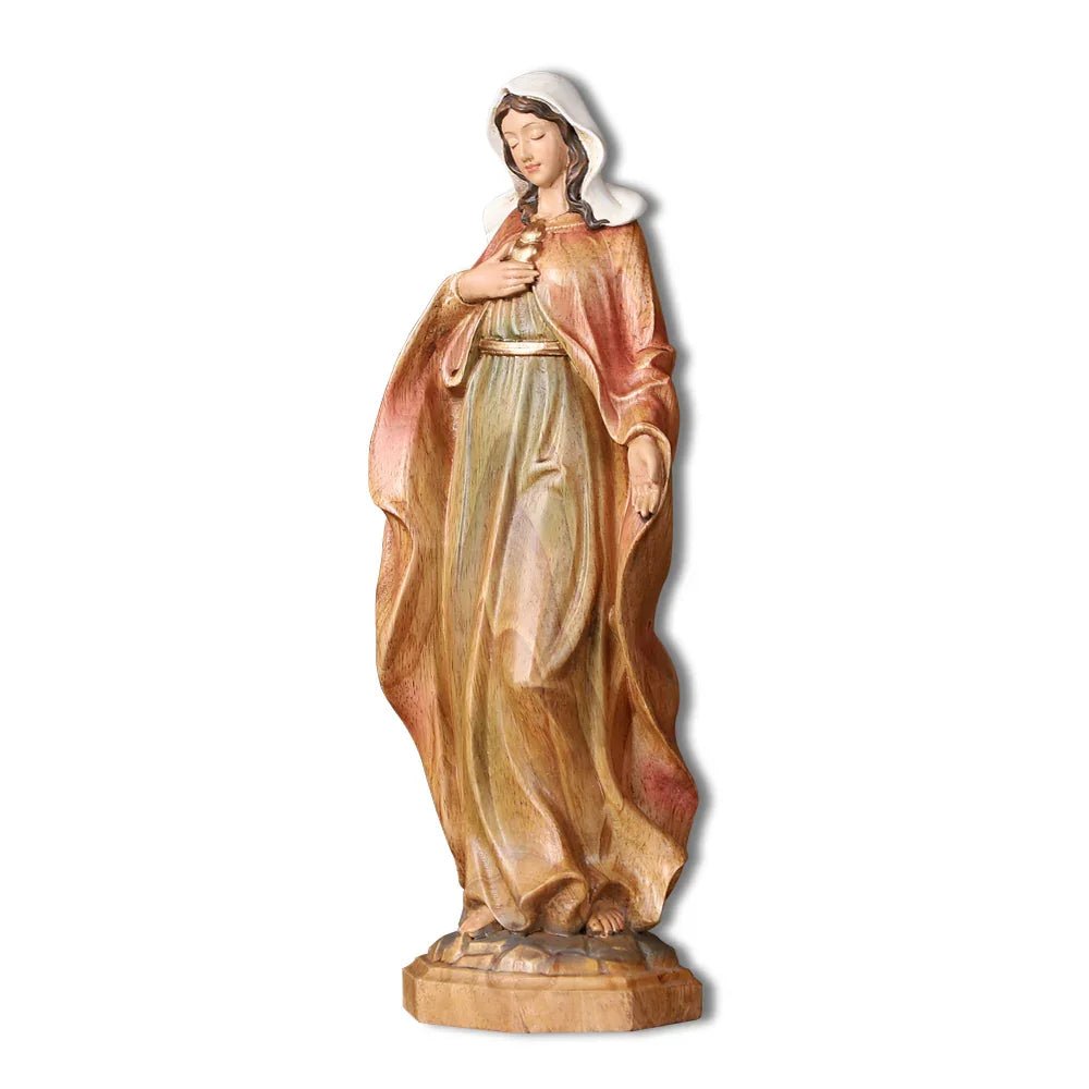 Hand-Carved Virgin Mary Statue - Catholic Painted Wood Sculpture for Home Altar & Prayer - Image 21